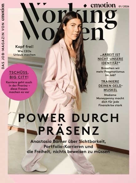 Anastasia Barner auf dem Cover der Working Woman – emotion Magazin 01/2026
